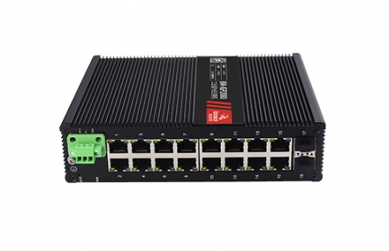 佰馬管理型 2 光 16 電千兆工業(yè)交換機(jī)，支持WEB管理，SNMP、VLAN等，支持環(huán)形拓?fù)?、星型拓?fù)?、總線拓?fù)涞冉M網(wǎng)，廣泛應(yīng)用于智能交通、智慧樓宇、智慧工廠、智慧園區(qū)、智慧城市等領(lǐng)域。
